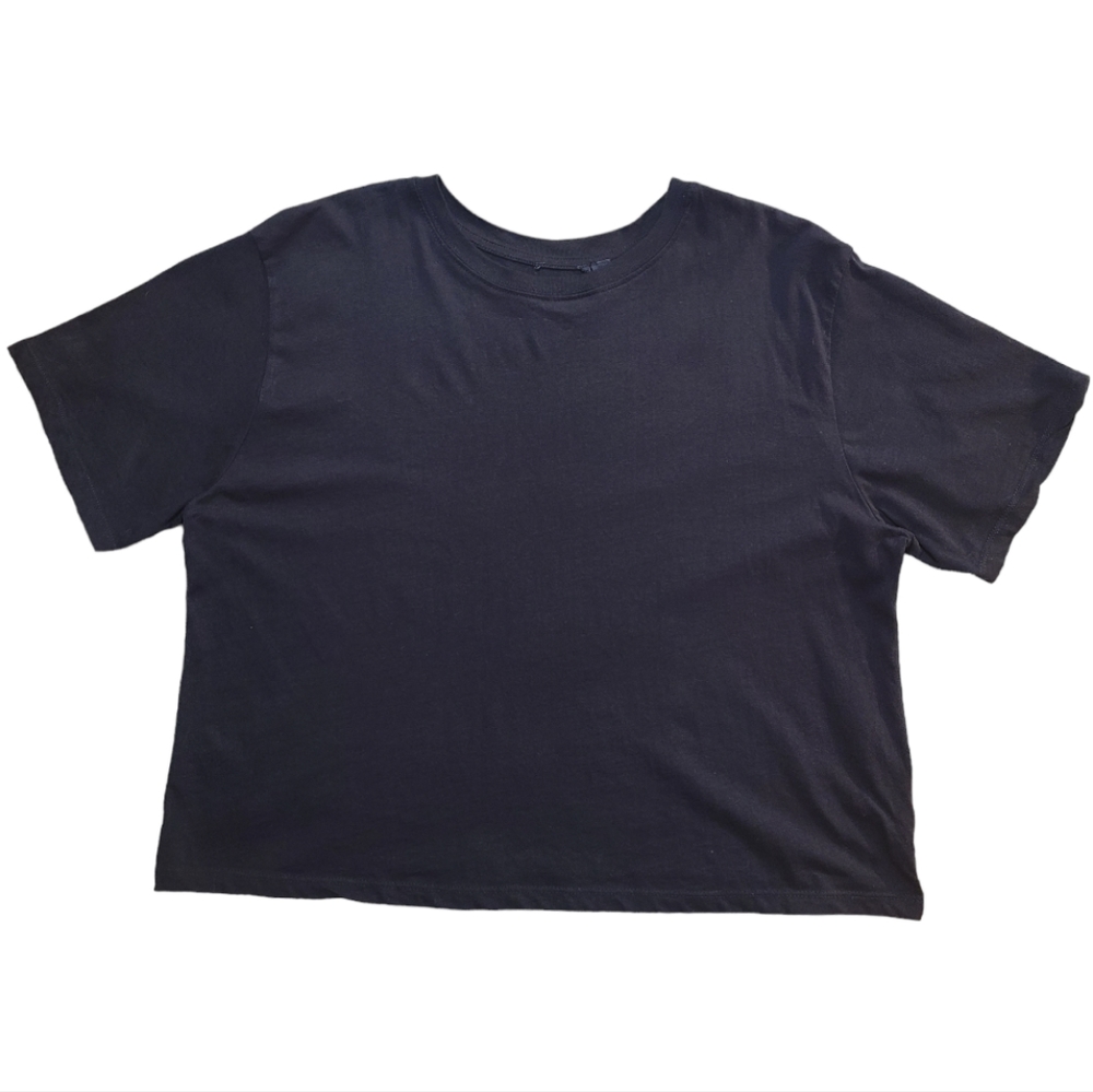 Women's Black Cotton Dropped Shoulders Oversized Cropped Shirt size S